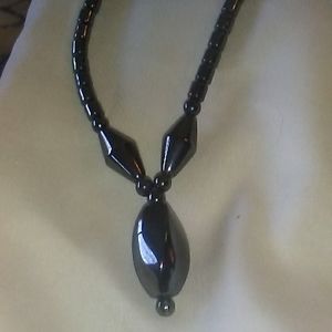 Beaded Hematite Pendant Necklace